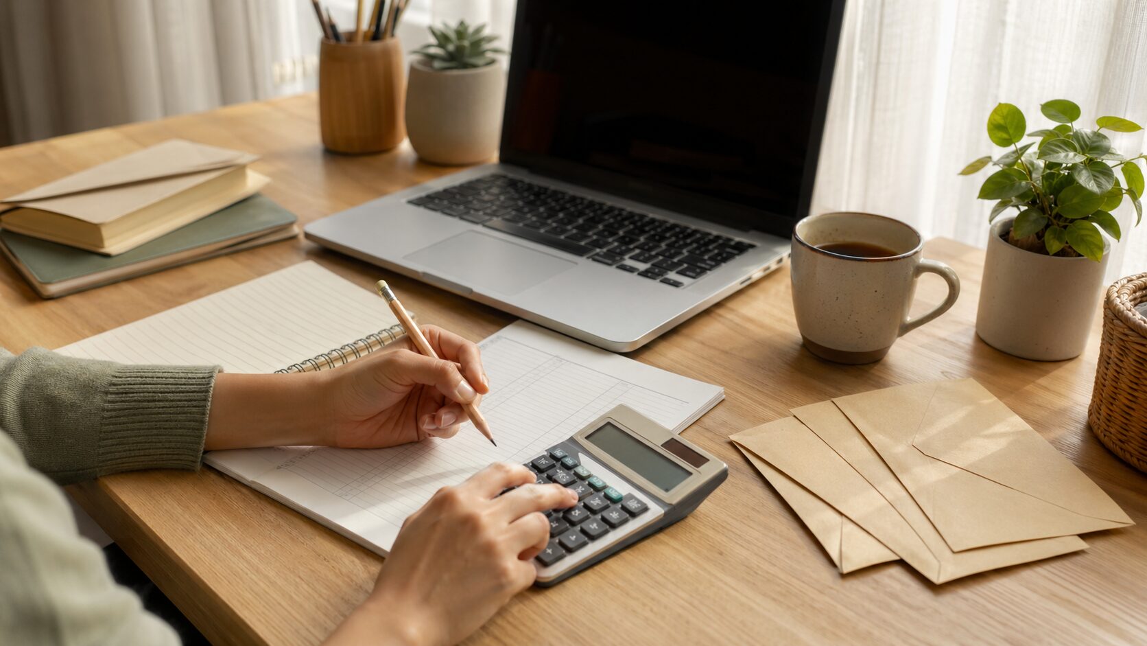 在宅で簿記やお金の基礎を学ぶイメージ